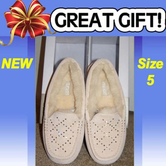 UGG Shoes - Uggs cozy beige mocs slippers w/swarowski size 5
